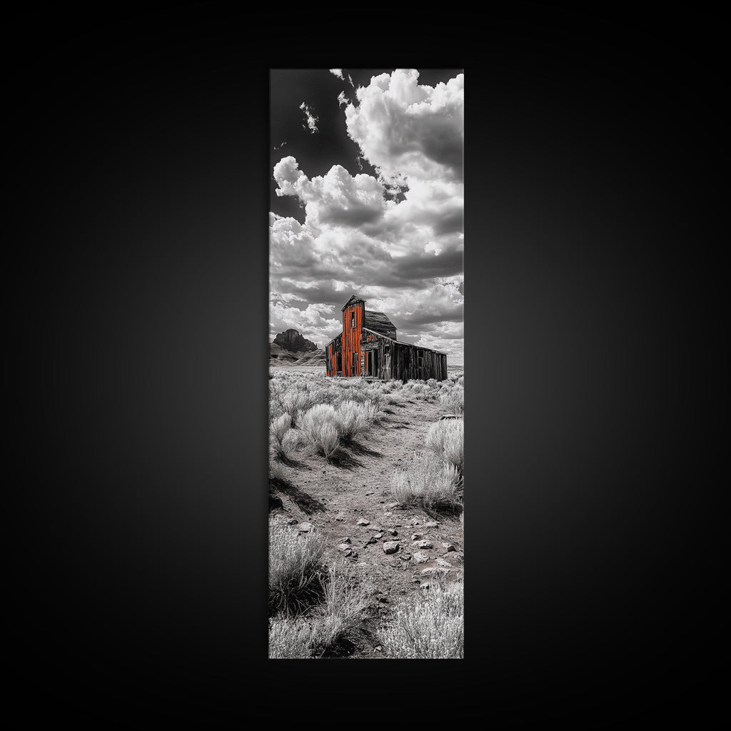 Abandoned Barn, Desert Mood, Old West Vibes, Rustic Autumn Scene, Canvas Print, Farmhouse Wall Decor, Entryway Art