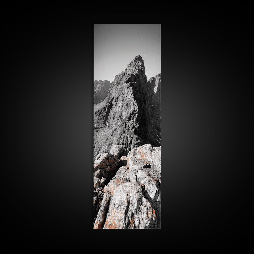 Rugged Mountain, Rocky Cliff, Adventure Landscape, Highland Scene, Nature Travel Art, Framed Canvas Print, Rustic Cabin Wall Decor