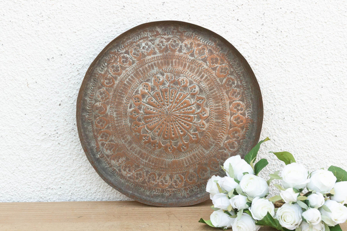 Copper Mandala, Antique Tinned Ceremonial Platter