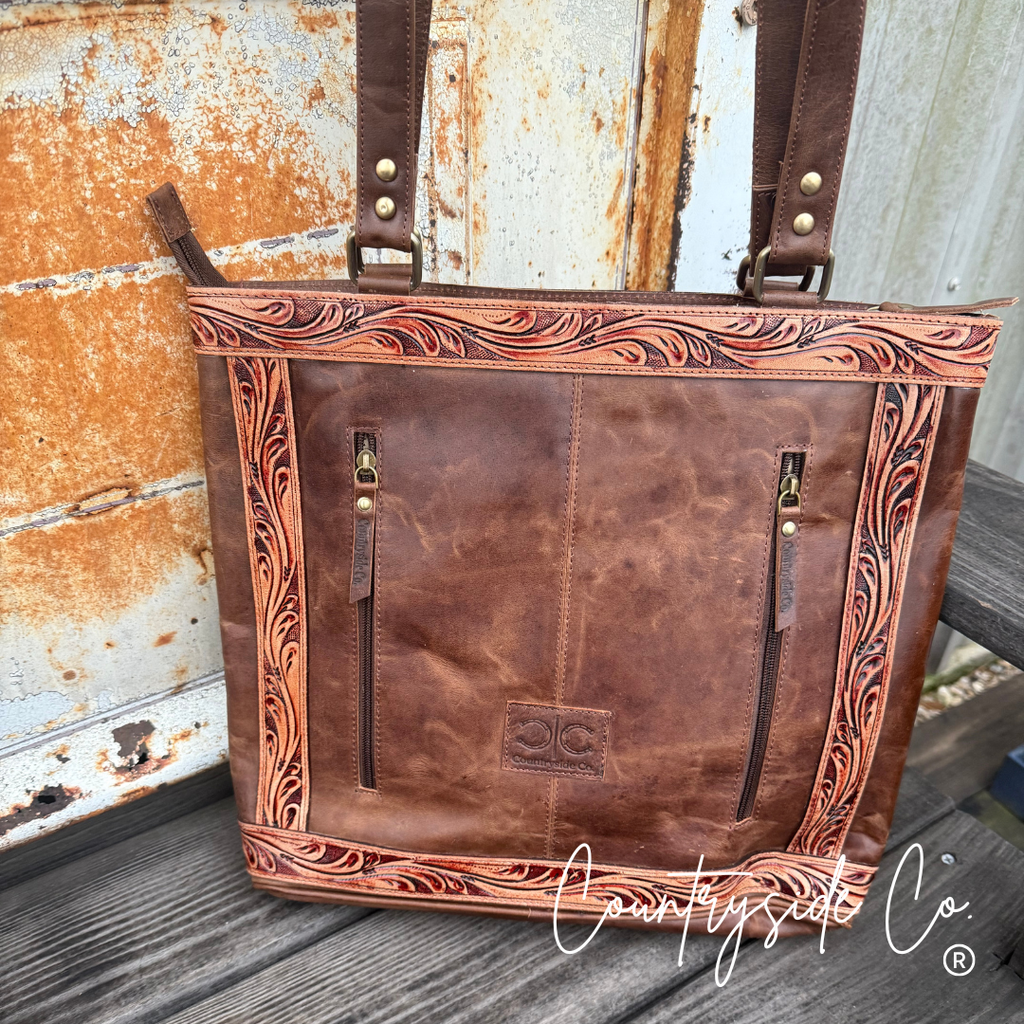 Lucille Conceal Carry Cowhide Leather Tote Purse