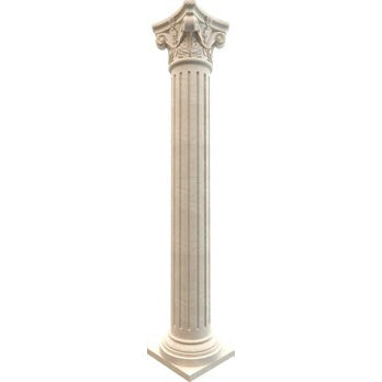 Crema Marfil Marble Corinthian Greek Hand-carved Column (W)20" (L)20" (H)109"