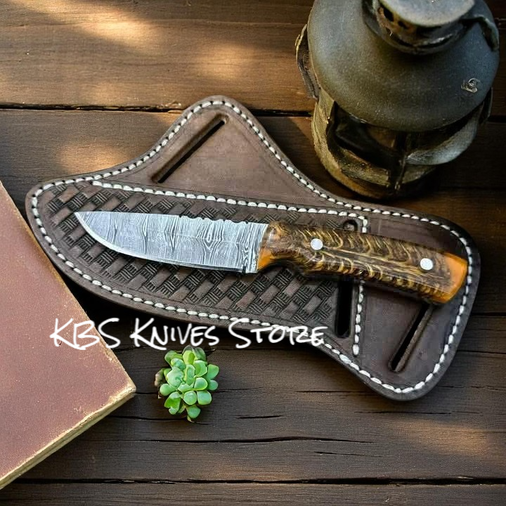 Handmade Cowboy Belt Knife – Damascus Steel