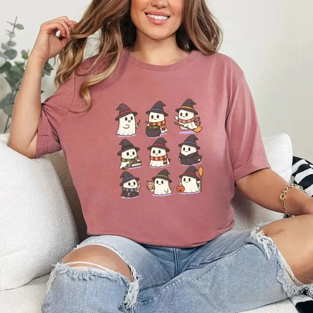 Cute Witch Ghosts Halloween Shirt – Kawaii Spooky Tee