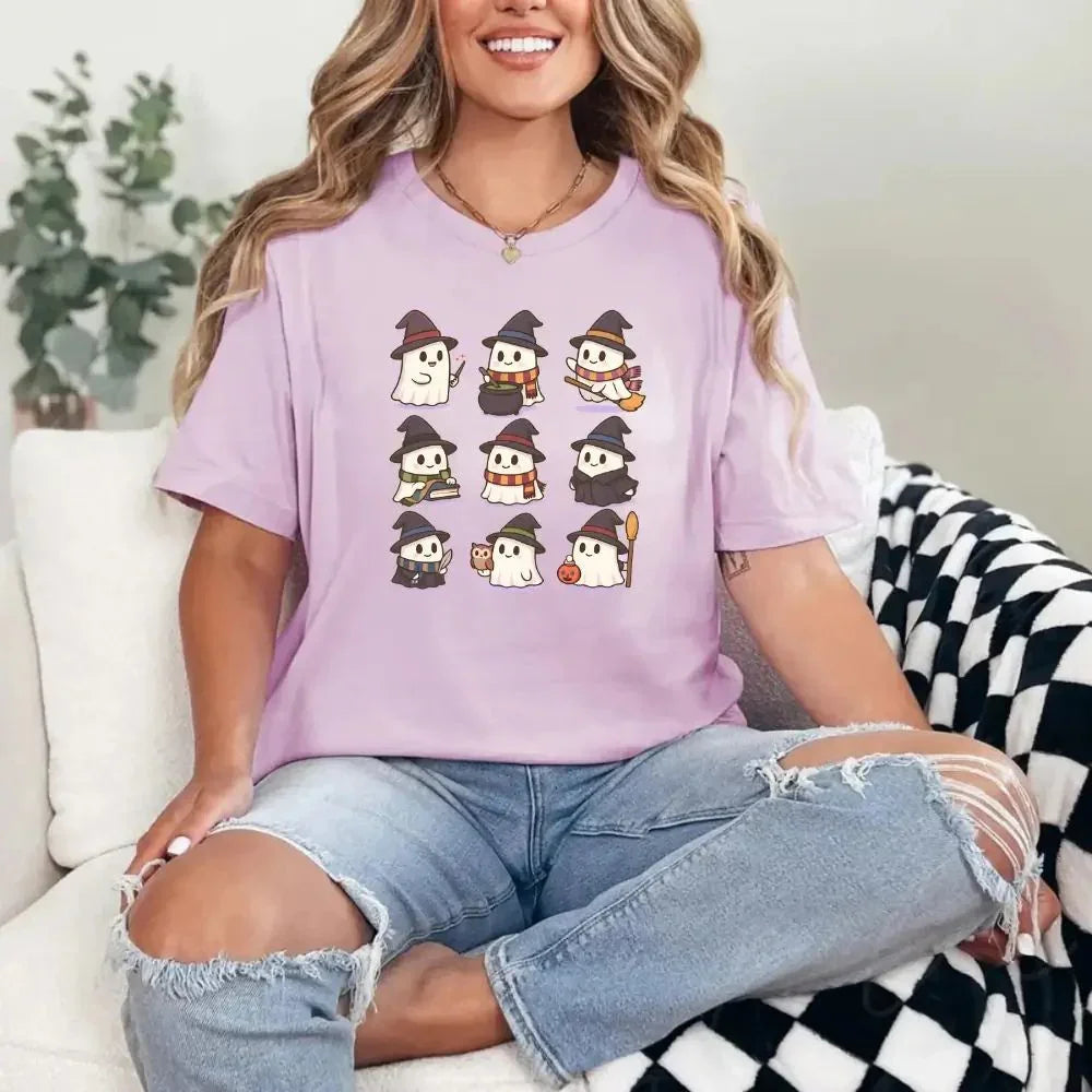 Cute Witch Ghosts Halloween Shirt – Kawaii Spooky Tee