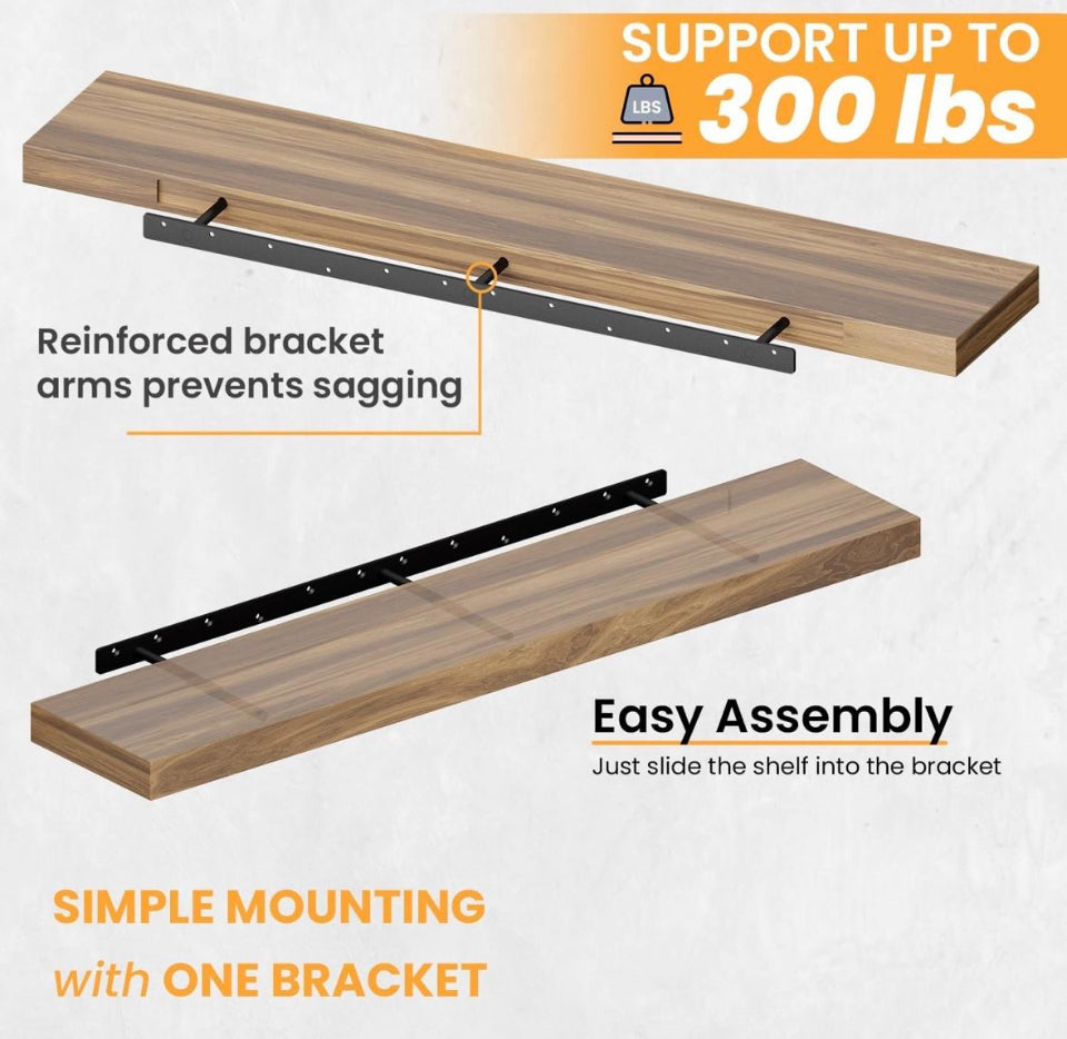 Open box BATODA 32" Heavy Duty Floating Shelf Bracket (2 pcs) – Solid Steel Blind Shelf Supports - Hidden Brackets for Floating Wood Shelves Kitchen,