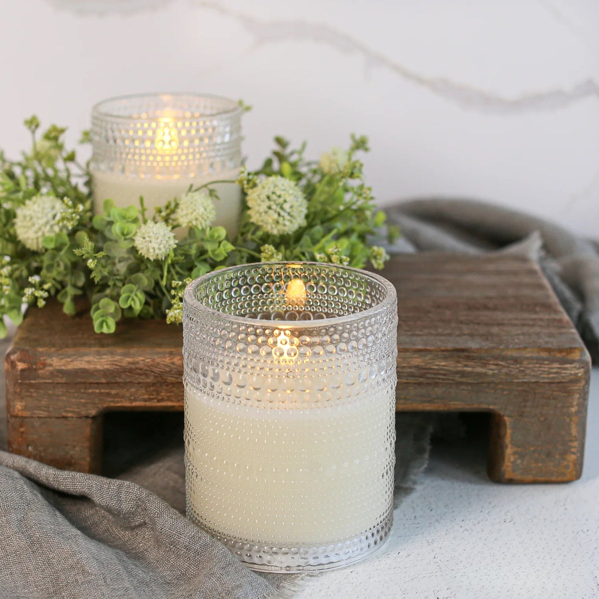 Clear Dotted Bubble Glass 3D Flame LED Candle | 2 Sizes