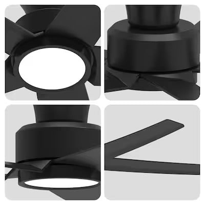Open Box ocioc WFIVE 52-in Integrated LED Flush Mount Matte Black with Matte Black