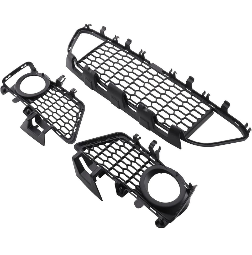 MotorFansClub 3PCS Front Bumper Lower Grille and Fog Light Covers Kit Fit for BMW 3 Series F30 F31 F35 2012 2013 2014 2015 2016 2017 2018 Black