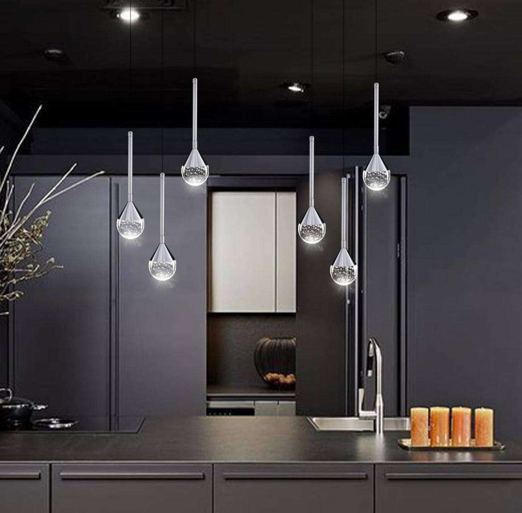 HAIXIANG Mini Chandeliers 3-Lights Modern Chrome Light Pendant Lights