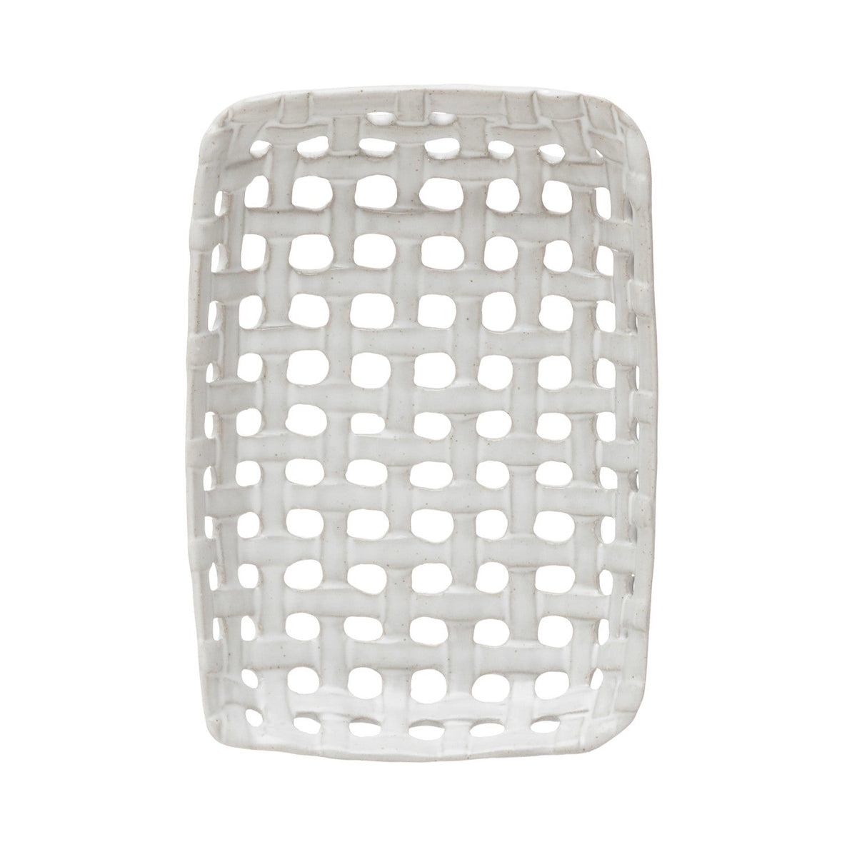 Handmade Reactive Glaze Cream Stoneware Basket Dish