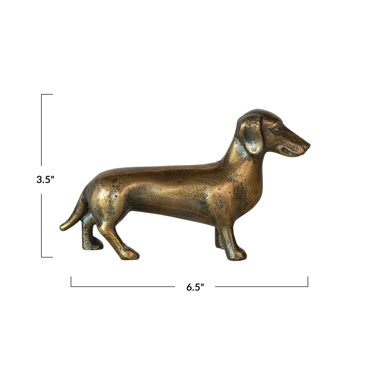 Antique Brass Cast Aluminum Dachshund Wiener Dog Figurine