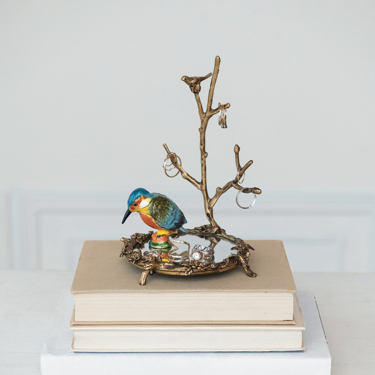 Kingfisher Bird Enameled Metal Trinket Box