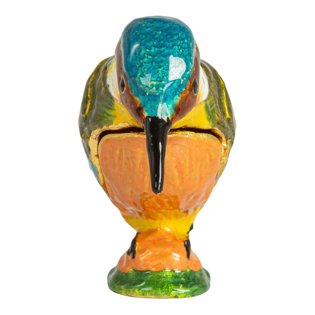 Kingfisher Bird Enameled Metal Trinket Box