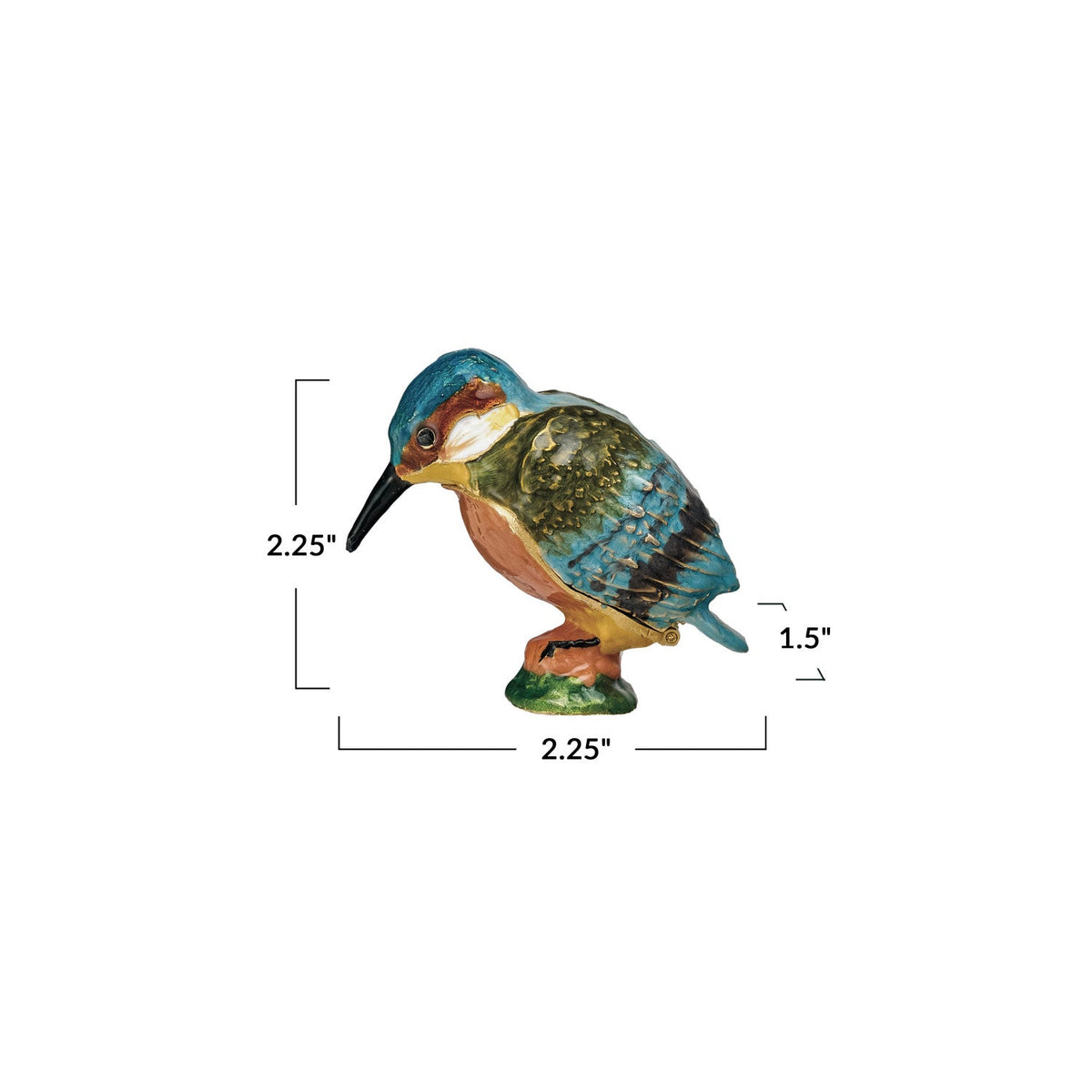 Kingfisher Bird Enameled Metal Trinket Box
