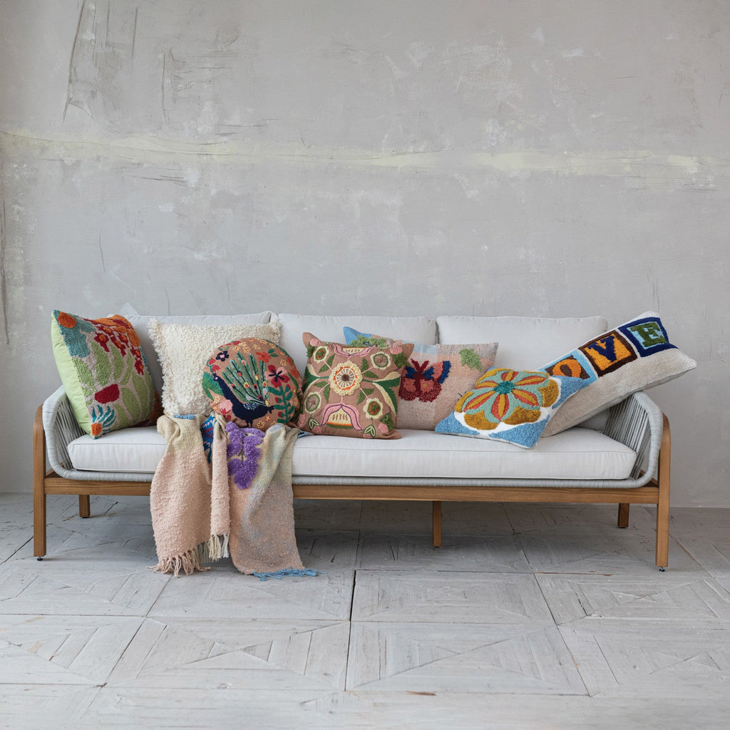 Vibrant Square Tufted Floral Throw Pillow | Indoor & Outdoor