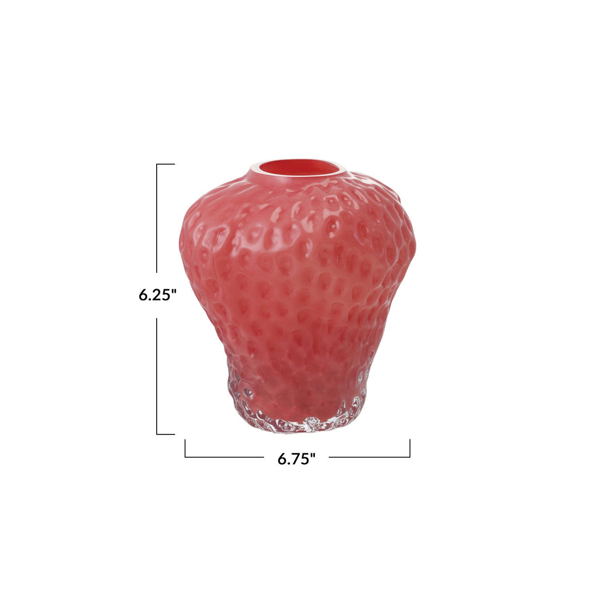 Opaque Pink Strawberry Shaped Glass Vase