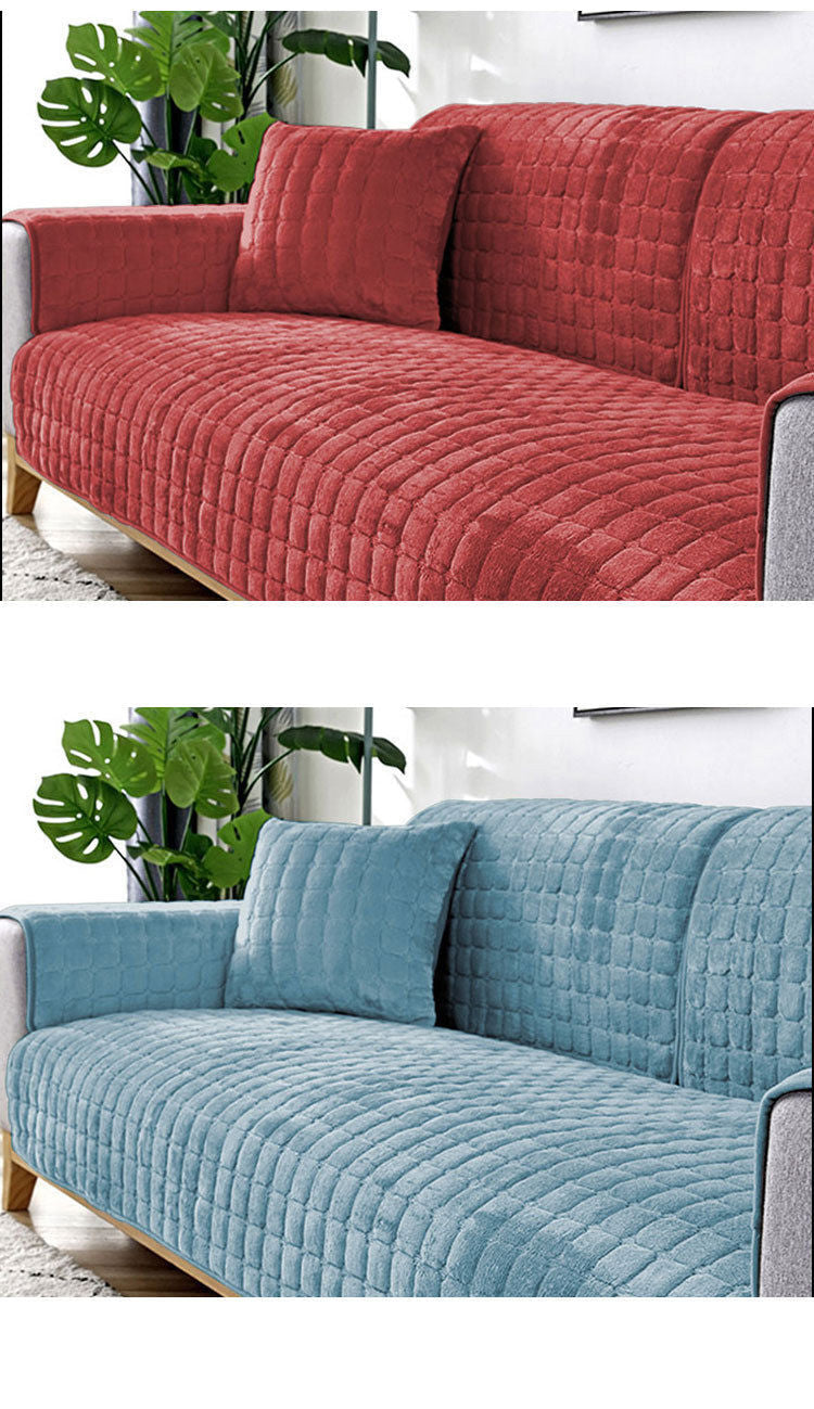 Plush Winter Thick Non-Slip Sofa Seat Pad Flannel Universal Decoration Couch Cover
