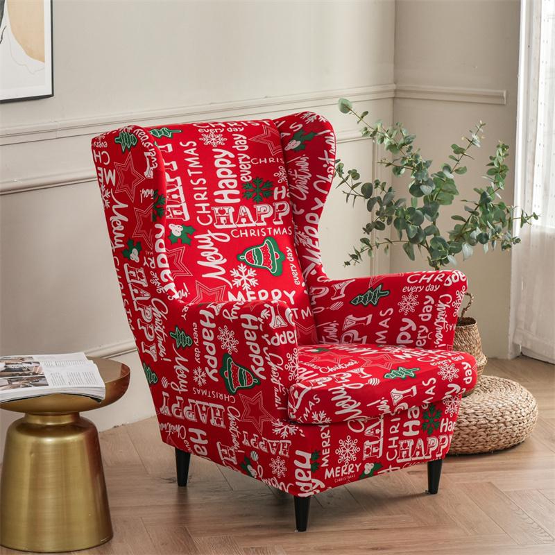 Stretch Spandex Nordic Floral Removable Wing Chair Cover, Relaxing Seat Covers Slipcovers for Armchairs