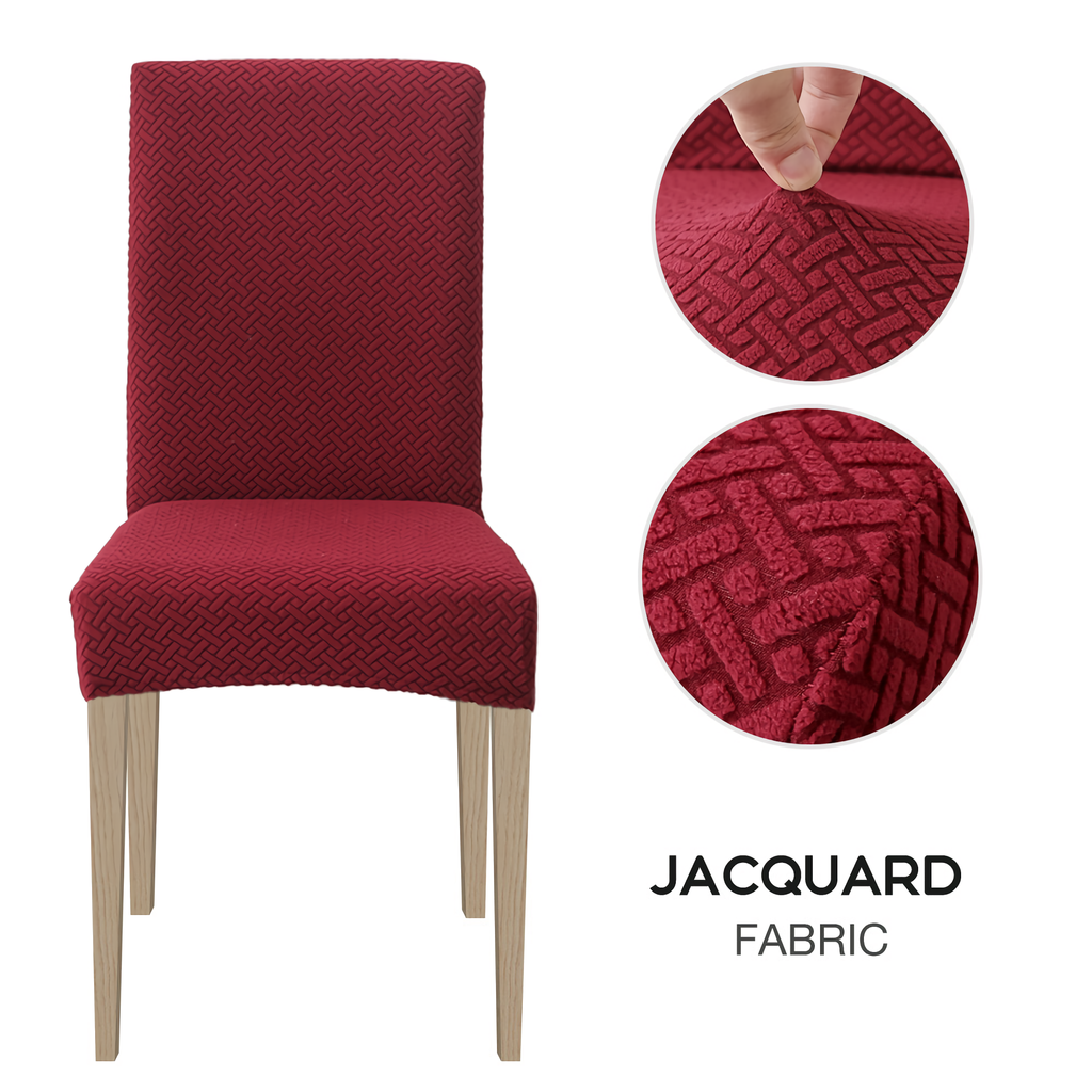 High Stretch Dining Chair Cover, 1/2/4/6pcs Jacquard Spandex Slipcover