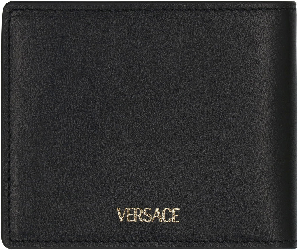 VERSACE Mini Leather Wallet with Iconic Emblem
