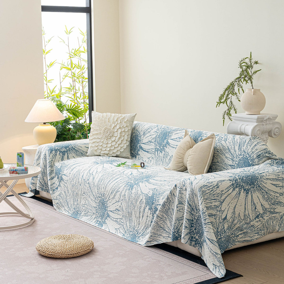 Cooling Botanical Jacquard Couch Cover Decorative Furniture Cover for Loveseat & Sofas