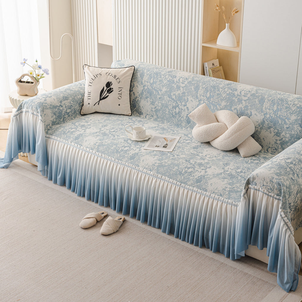 French Chic Style Ruffle Rose Cover Throw for Sofas, Decorative Sectional Covers