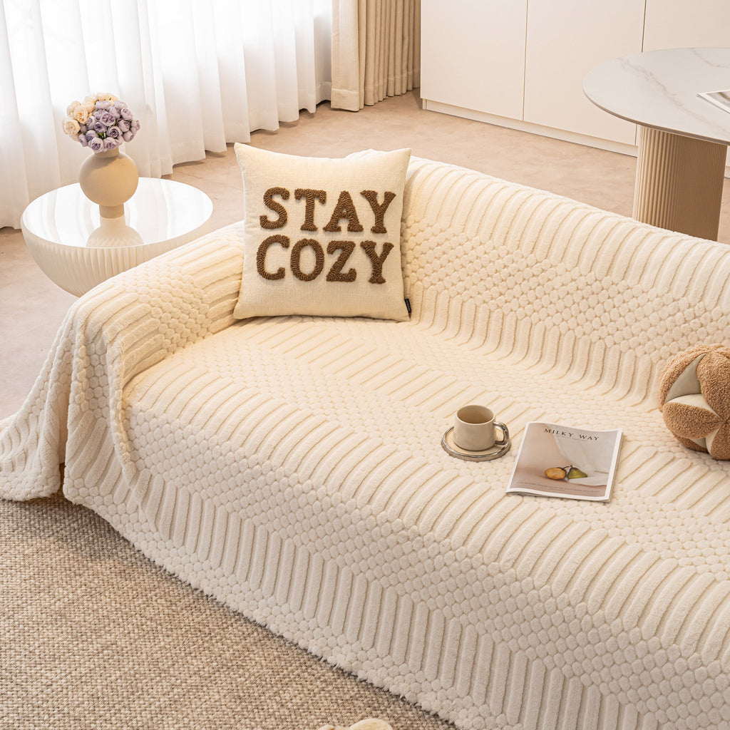 Boho 3D Geometric Throw Blanket for Couch, Luxurious Velvety Plush Fleece Sofa Cover
