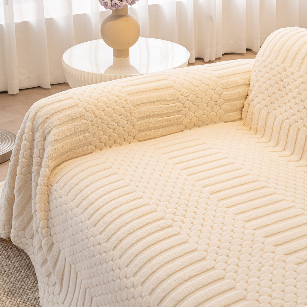 Boho 3D Geometric Throw Blanket for Couch, Luxurious Velvety Plush Fleece Sofa Cover