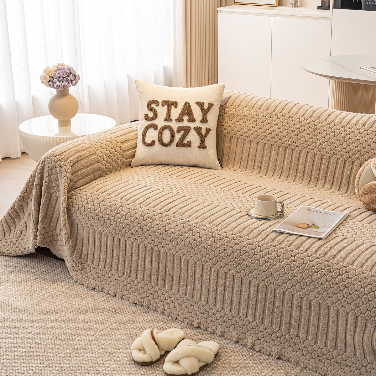Boho 3D Geometric Throw Blanket for Couch, Luxurious Velvety Plush Fleece Sofa Cover