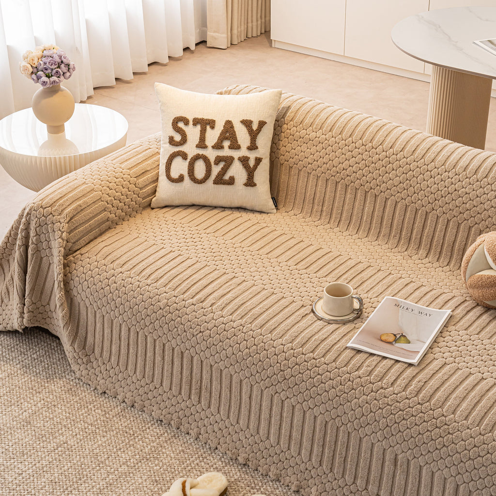 Boho 3D Geometric Throw Blanket for Couch, Luxurious Velvety Plush Fleece Sofa Cover