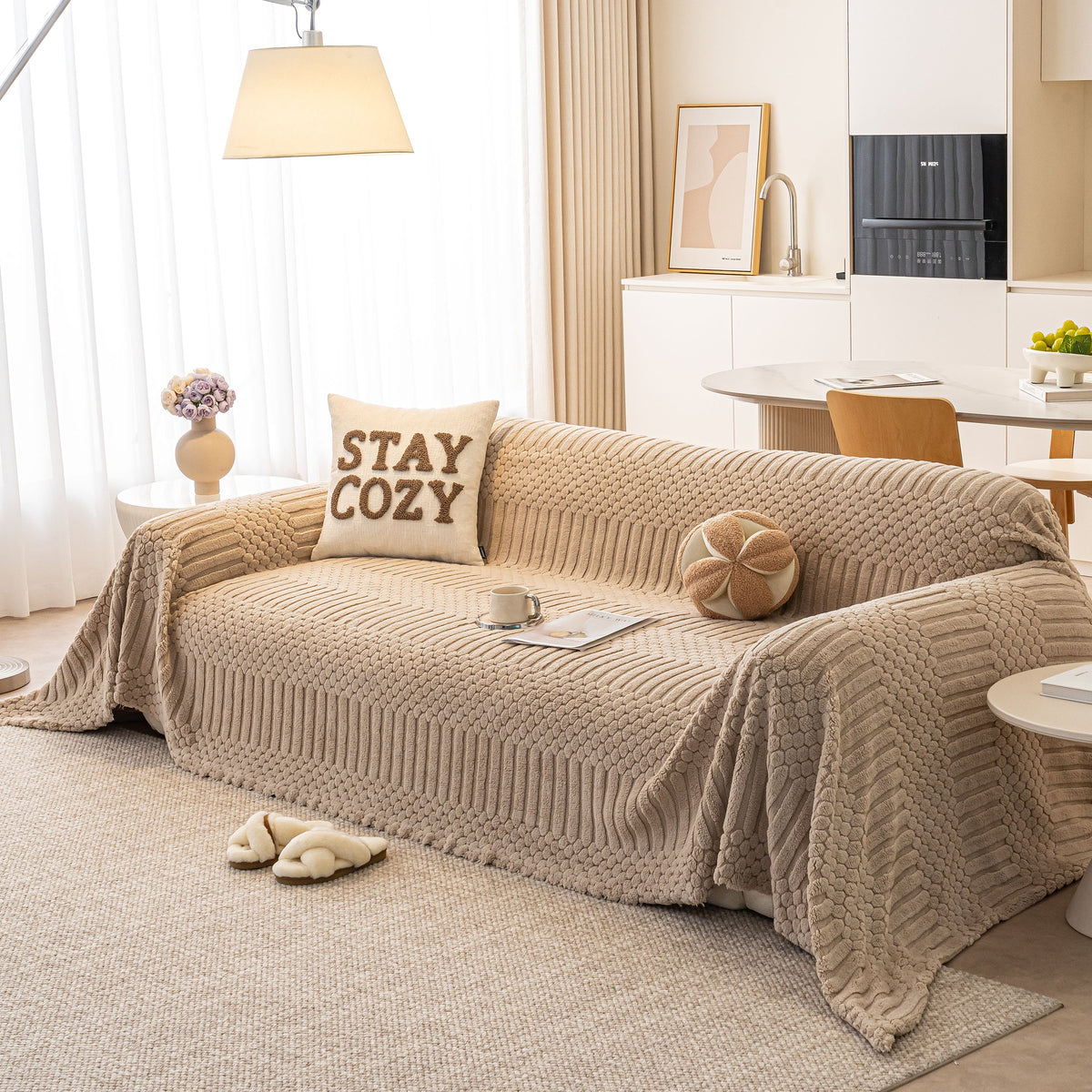 Boho 3D Geometric Throw Blanket for Couch, Luxurious Velvety Plush Fleece Sofa Cover