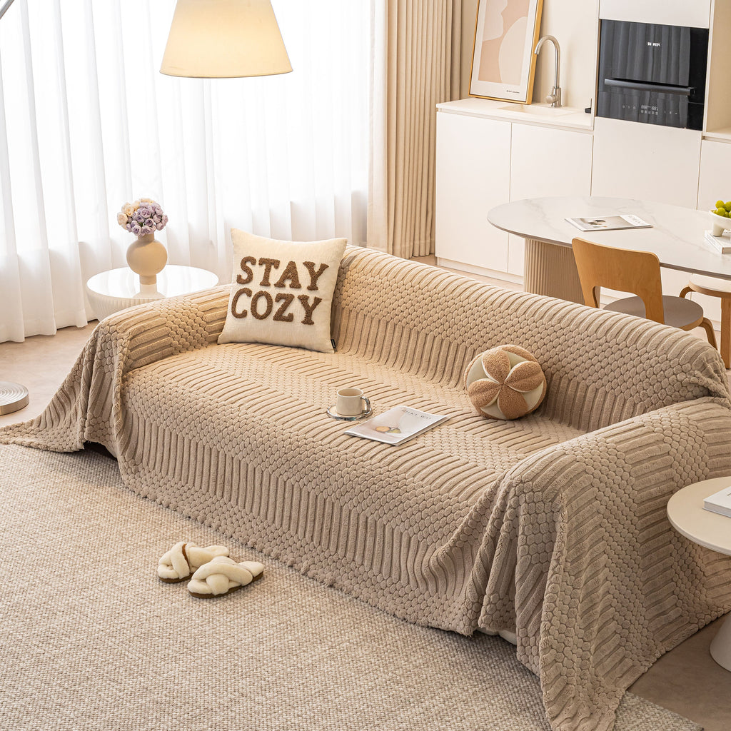 Boho 3D Geometric Throw Blanket for Couch, Luxurious Velvety Plush Fleece Sofa Cover