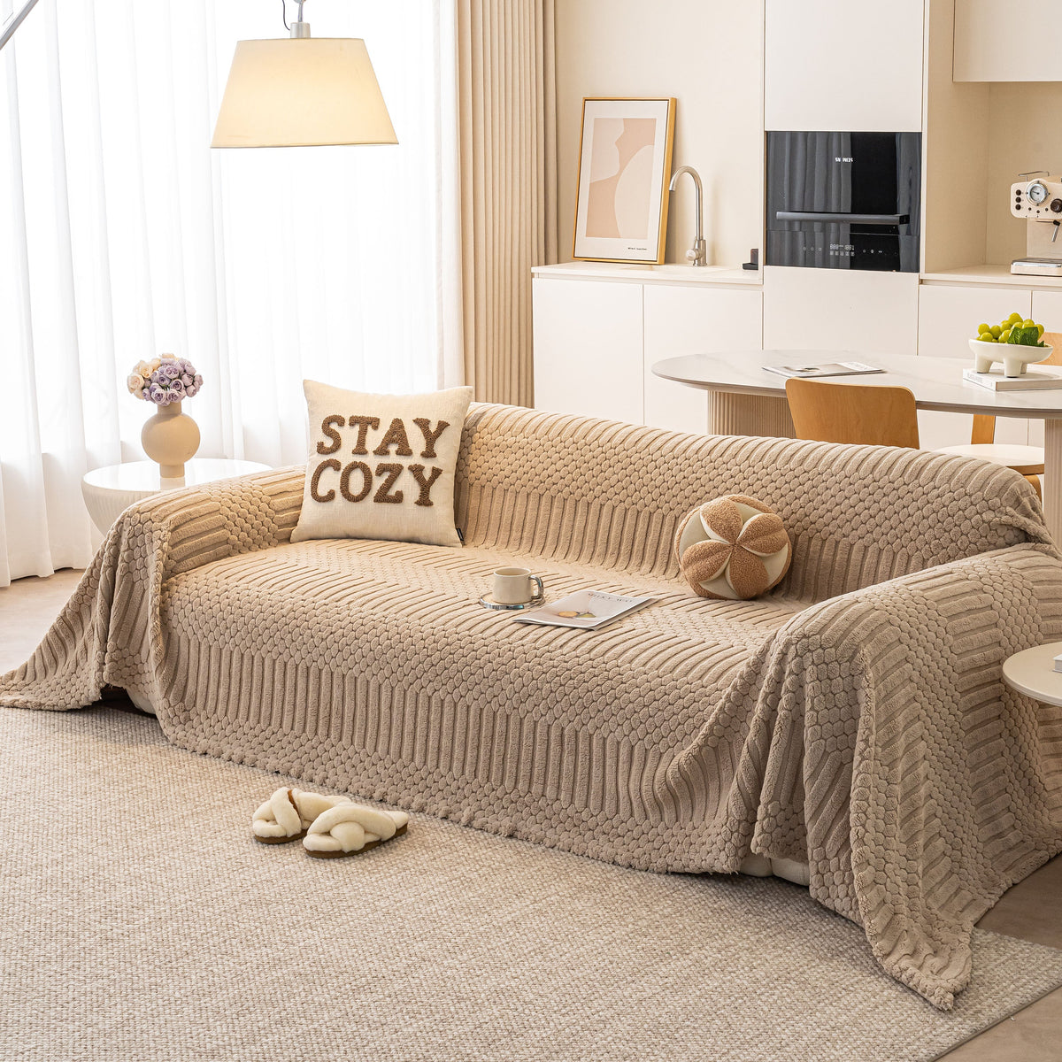 Boho 3D Geometric Throw Blanket for Couch, Luxurious Velvety Plush Fleece Sofa Cover