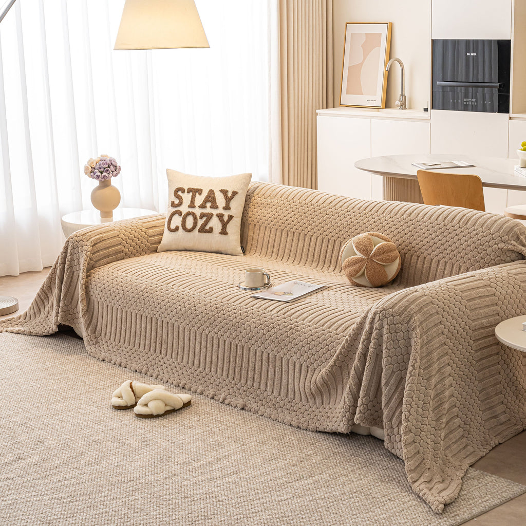 Boho 3D Geometric Throw Blanket for Couch, Luxurious Velvety Plush Fleece Sofa Cover