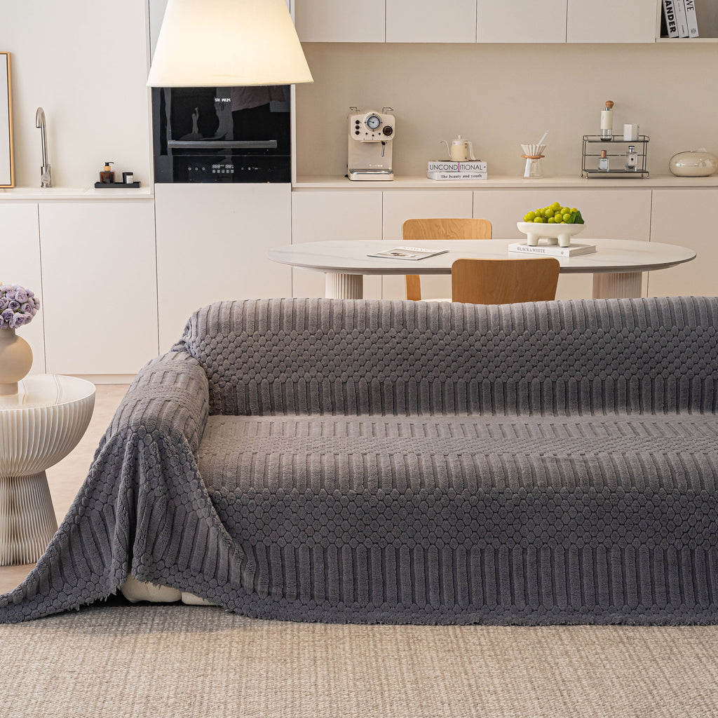 Boho 3D Geometric Throw Blanket for Couch, Luxurious Velvety Plush Fleece Sofa Cover