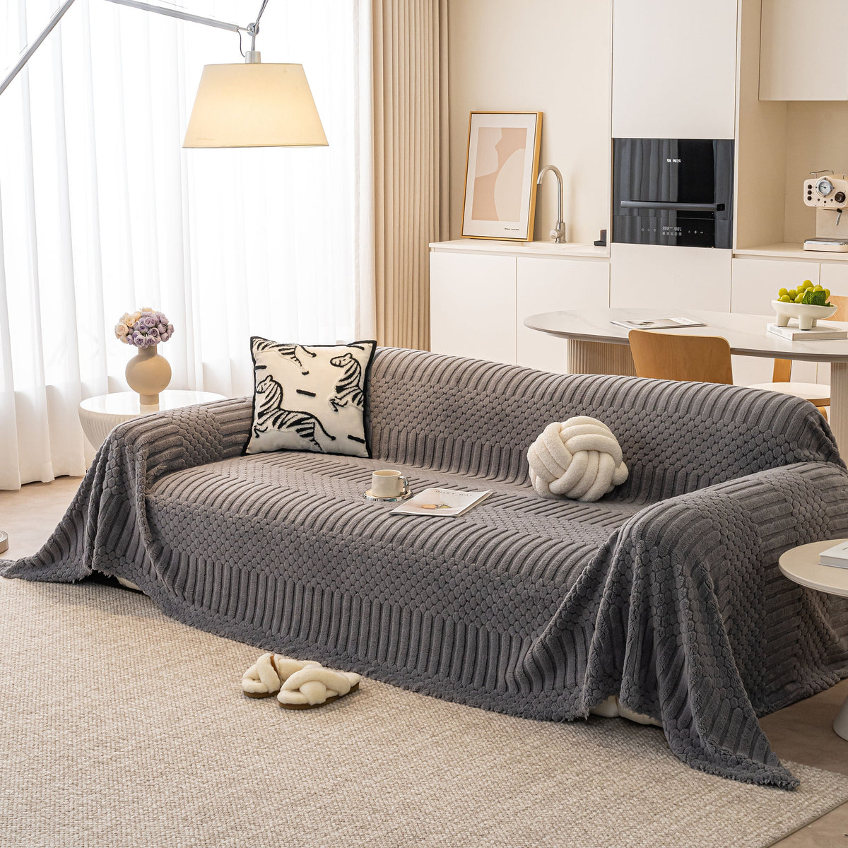 Boho 3D Geometric Throw Blanket for Couch, Luxurious Velvety Plush Fleece Sofa Cover