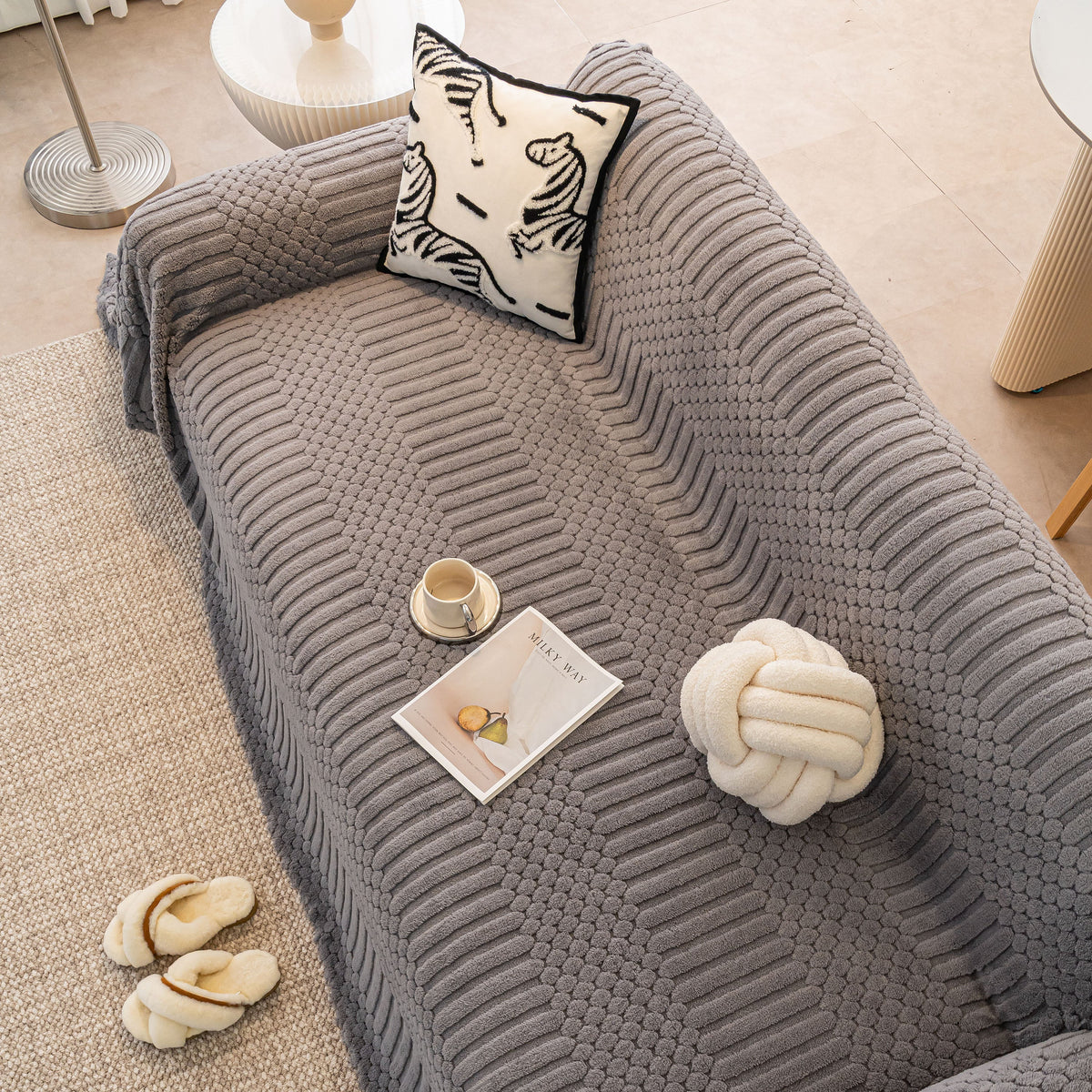 Boho 3D Geometric Throw Blanket for Couch, Luxurious Velvety Plush Fleece Sofa Cover