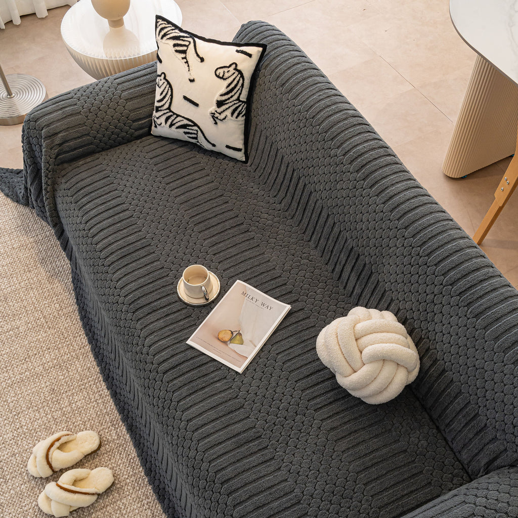 Boho 3D Geometric Throw Blanket for Couch, Luxurious Velvety Plush Fleece Sofa Cover