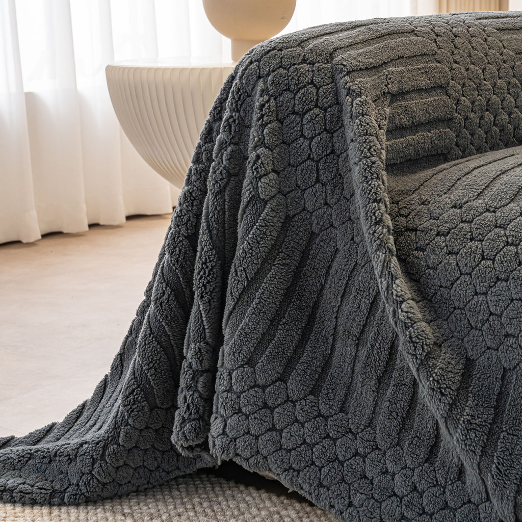 Boho 3D Geometric Throw Blanket for Couch, Luxurious Velvety Plush Fleece Sofa Cover