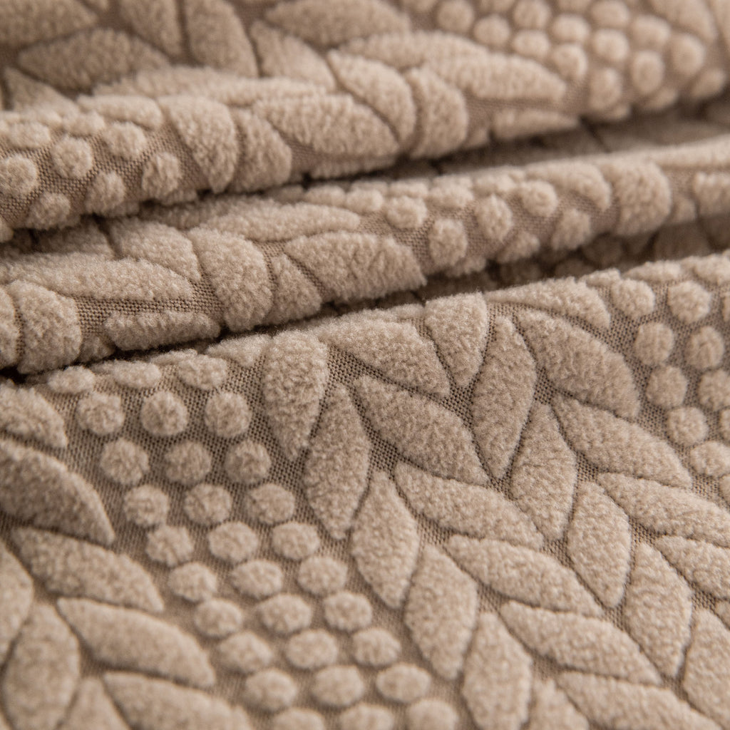 High Stretch Wheat Ear Embossed Textured Couch Slipcover, Water Repellent Sofa Cover