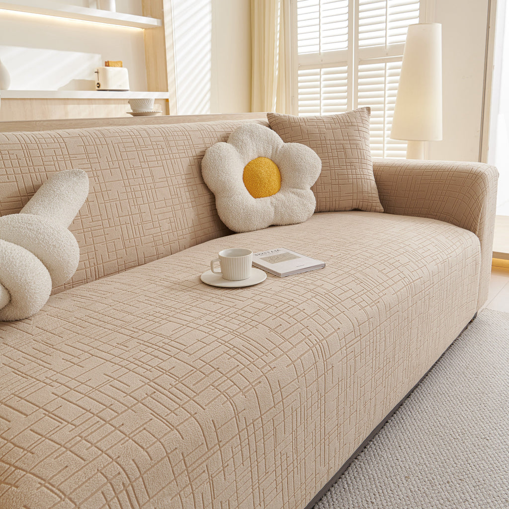 Embossed Lines Couch Covers Stretchable Non-Slip & Washable Sofa Slipcovers