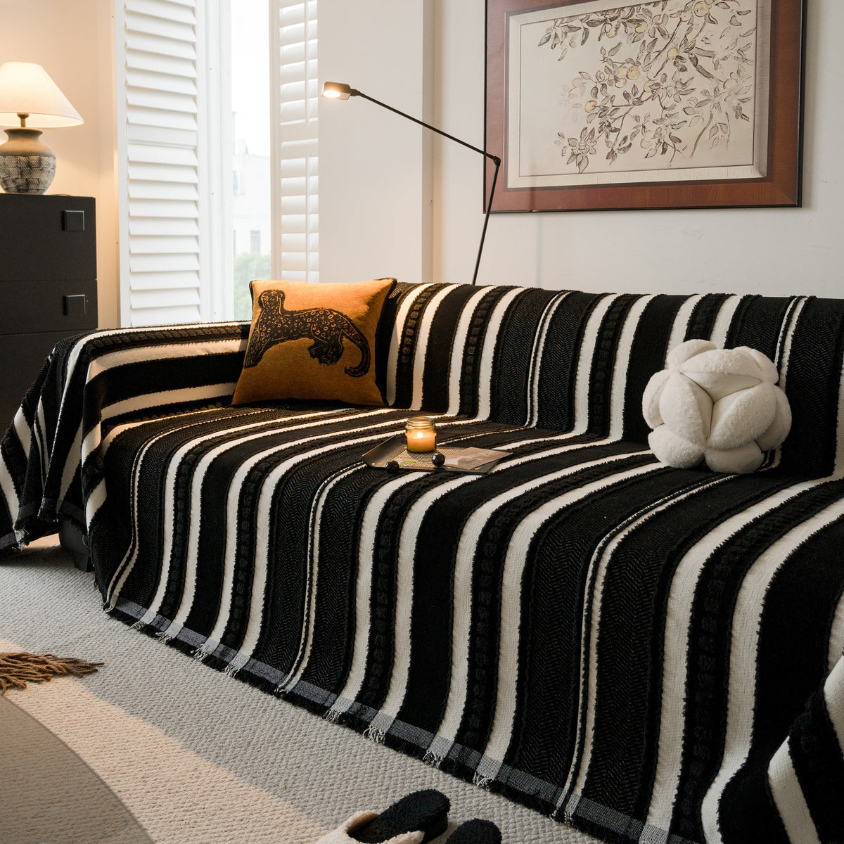 Bohemian Striped Sofa Cover, Decor Woven Throw for Couch, Loveseat, or Sectional