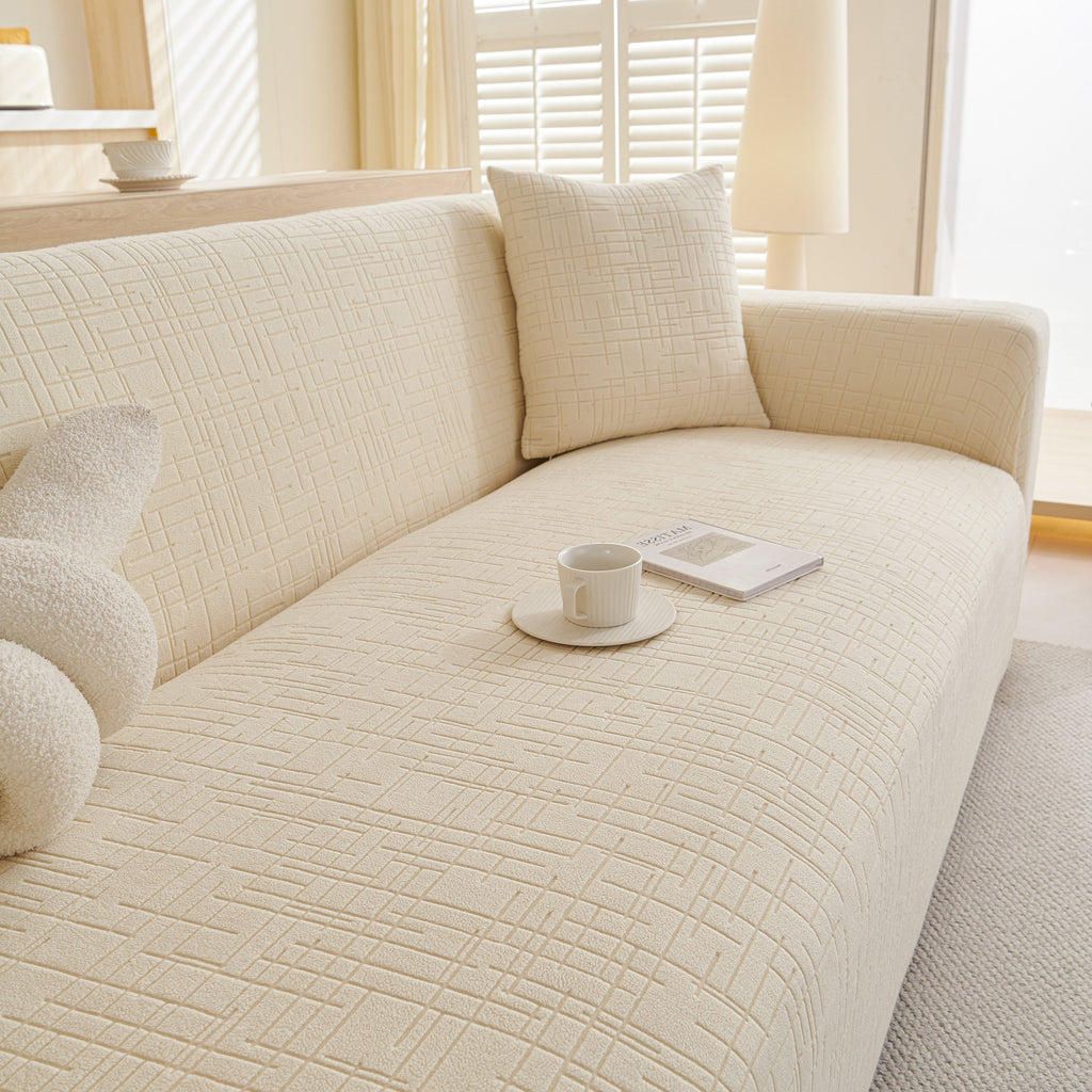 Embossed Lines Couch Covers Stretchable Non-Slip & Washable Sofa Slipcovers