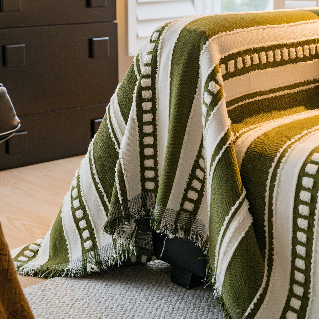 Bohemian Striped Sofa Cover, Decor Woven Throw for Couch, Loveseat, or Sectional