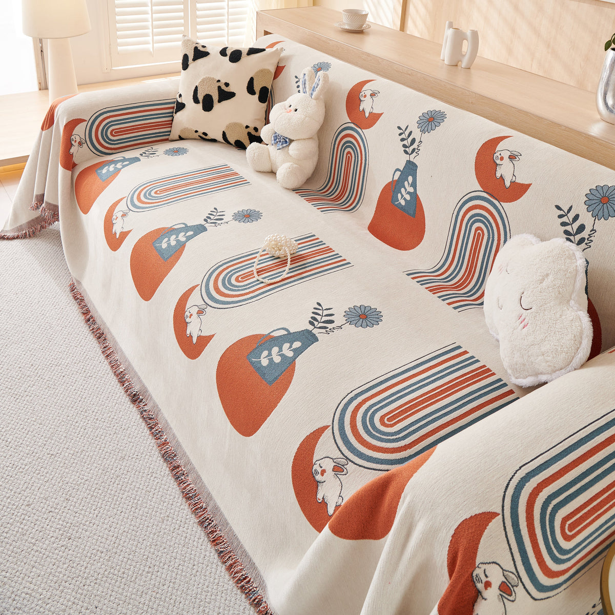 Decorative Throw Blankets for Couch Reversible Chenille Furniture Throw Covers for Sectional Sofa
