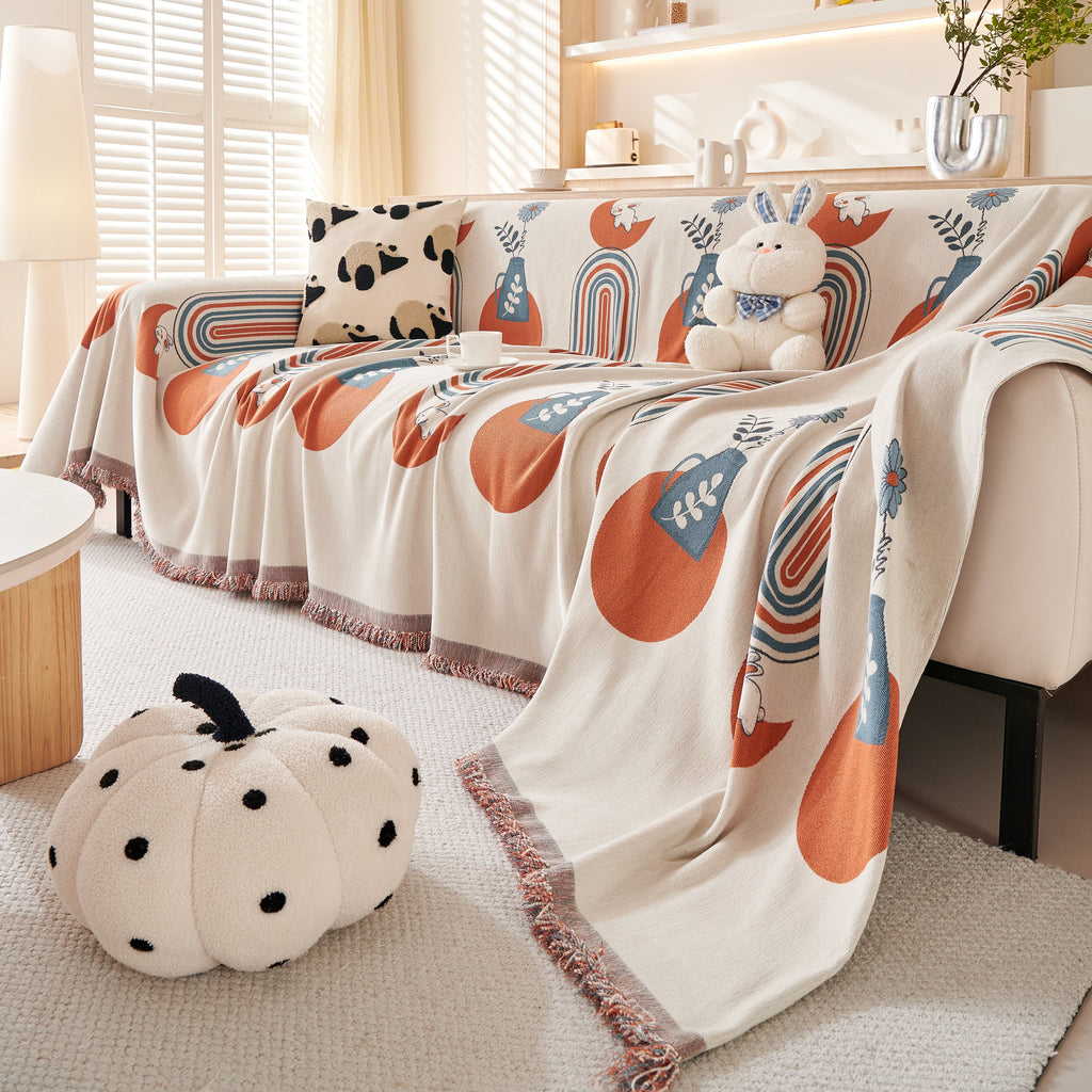 Decorative Throw Blankets for Couch Reversible Chenille Furniture Throw Covers for Sectional Sofa