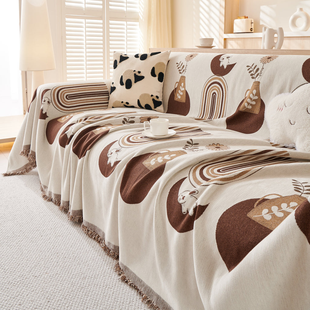 Decorative Throw Blankets for Couch Reversible Chenille Furniture Throw Covers for Sectional Sofa