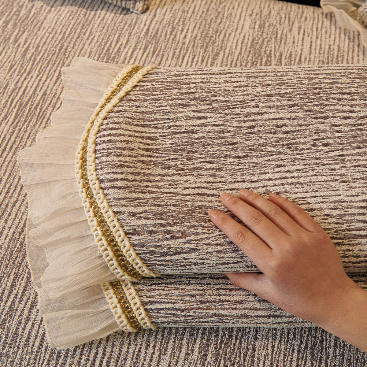 French Vintage Style Couch Cover with Skirt,  Non-Slip Sectional Furniture Covers