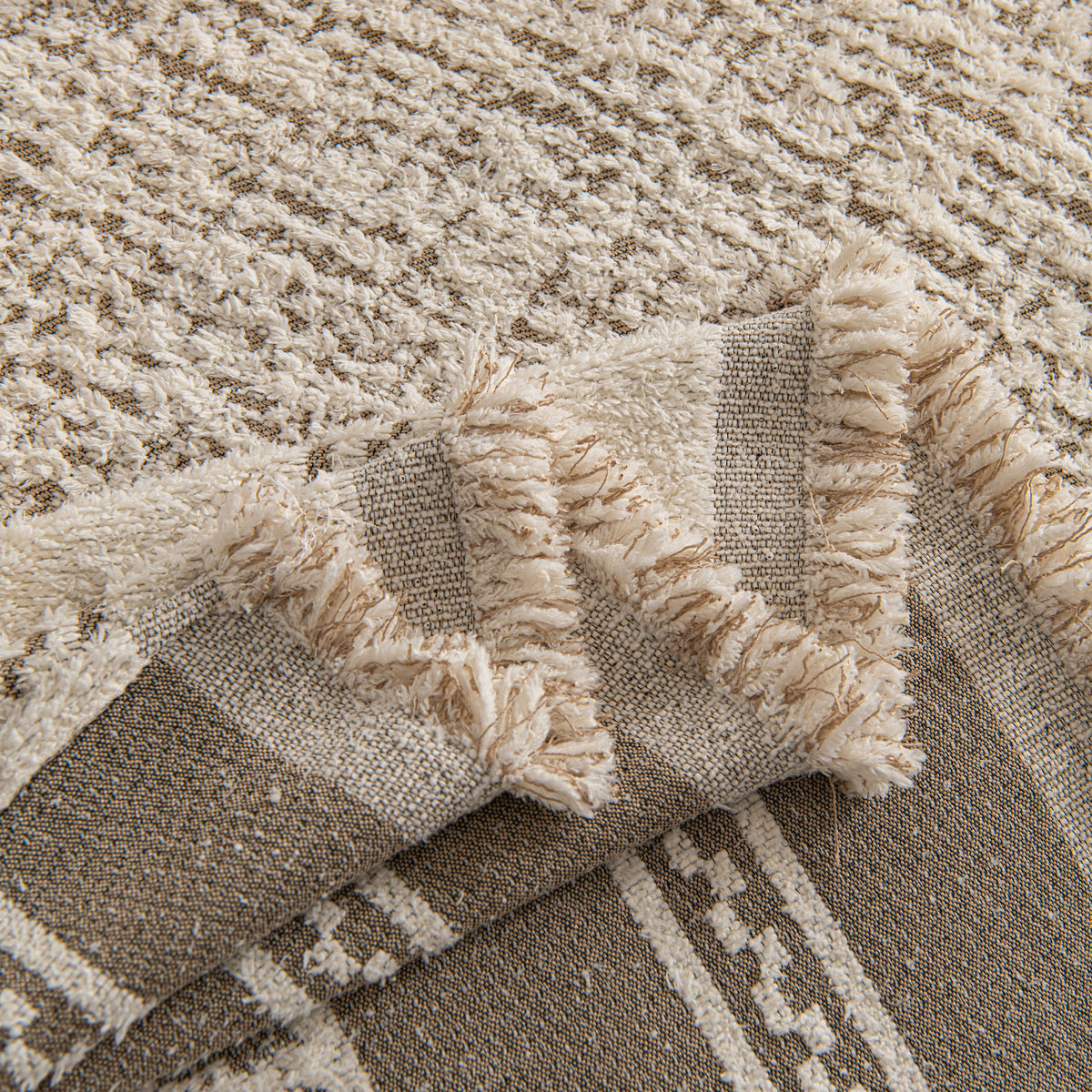 Textured Woven Furniture Protector for Couch, Rustic Farmhouse Sofa Throw Blanket