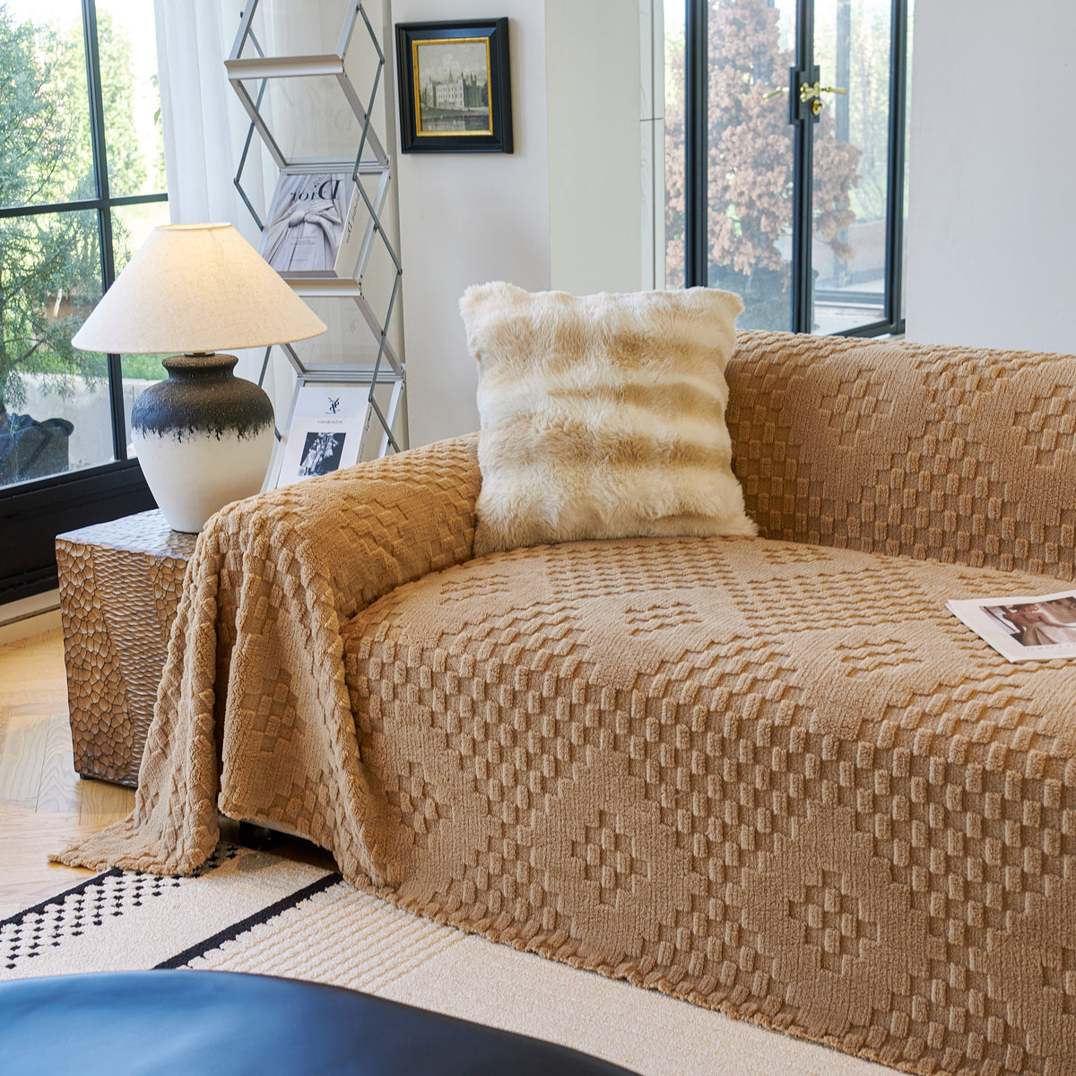 Thickened 3D Plush Premium Living Spaces Couch Covers Soft and Warm Couch Protector Blanket